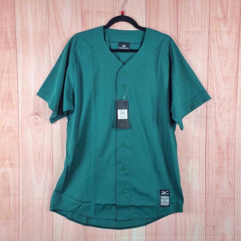 Mizuno Performance Elite Mesh Game‎ Baseball Jersey Mens Large Dark Green Logo
